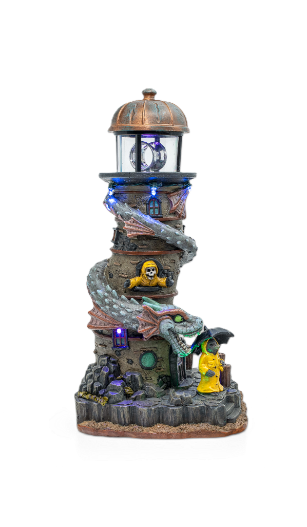 Sea Serpent Lighthouse – Lighted Animated Halloween Village Piece
