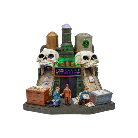 Bone Crusher Cement Factory – Lighted Animated Halloween Village Piece