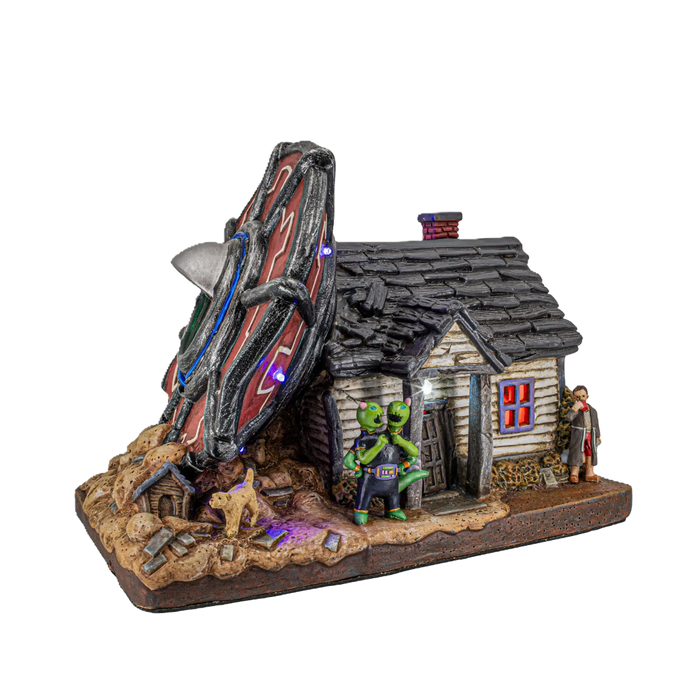 No Landing Zone – Lighted UFO Crash Halloween Village Building