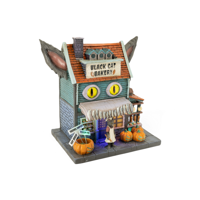 Black Cat Bakery – Lighted Halloween Village Building