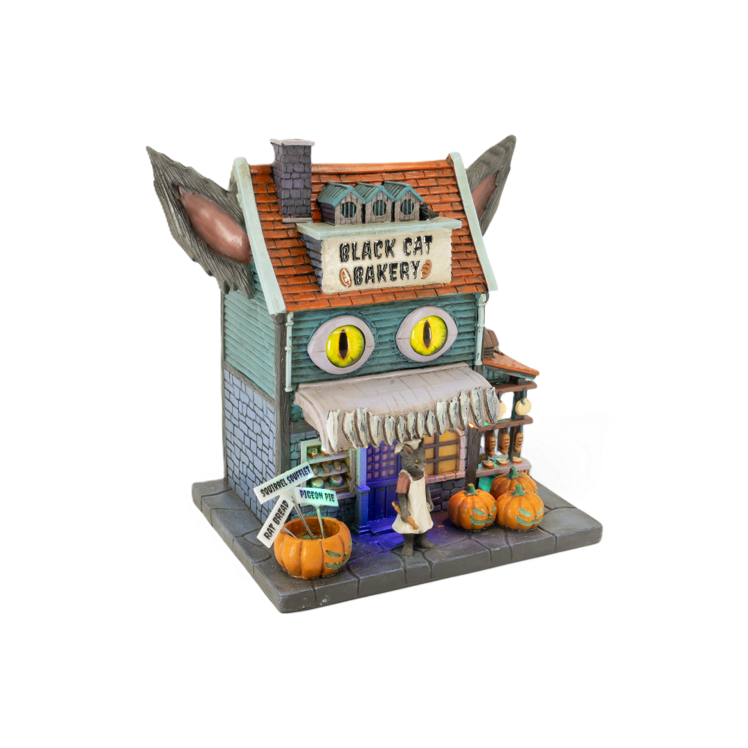 Black Cat Bakery – Lighted Halloween Village Building