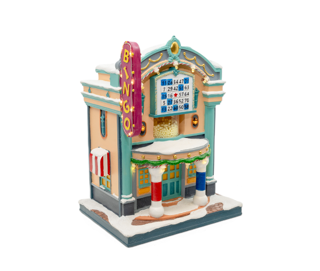 Dauber's Bingo Hall – Lighted Animated Christmas Village Piece