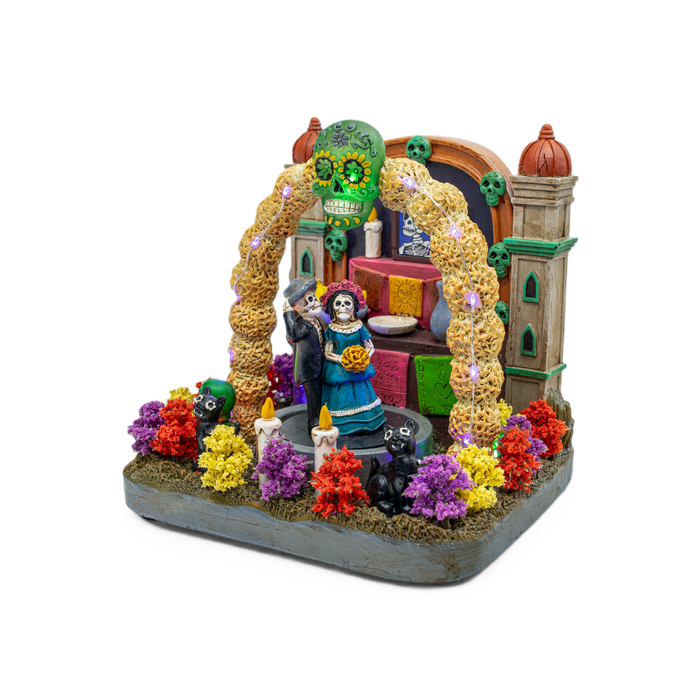 Day of the Dead Celebration – Lighted Animated Halloween Village Piece