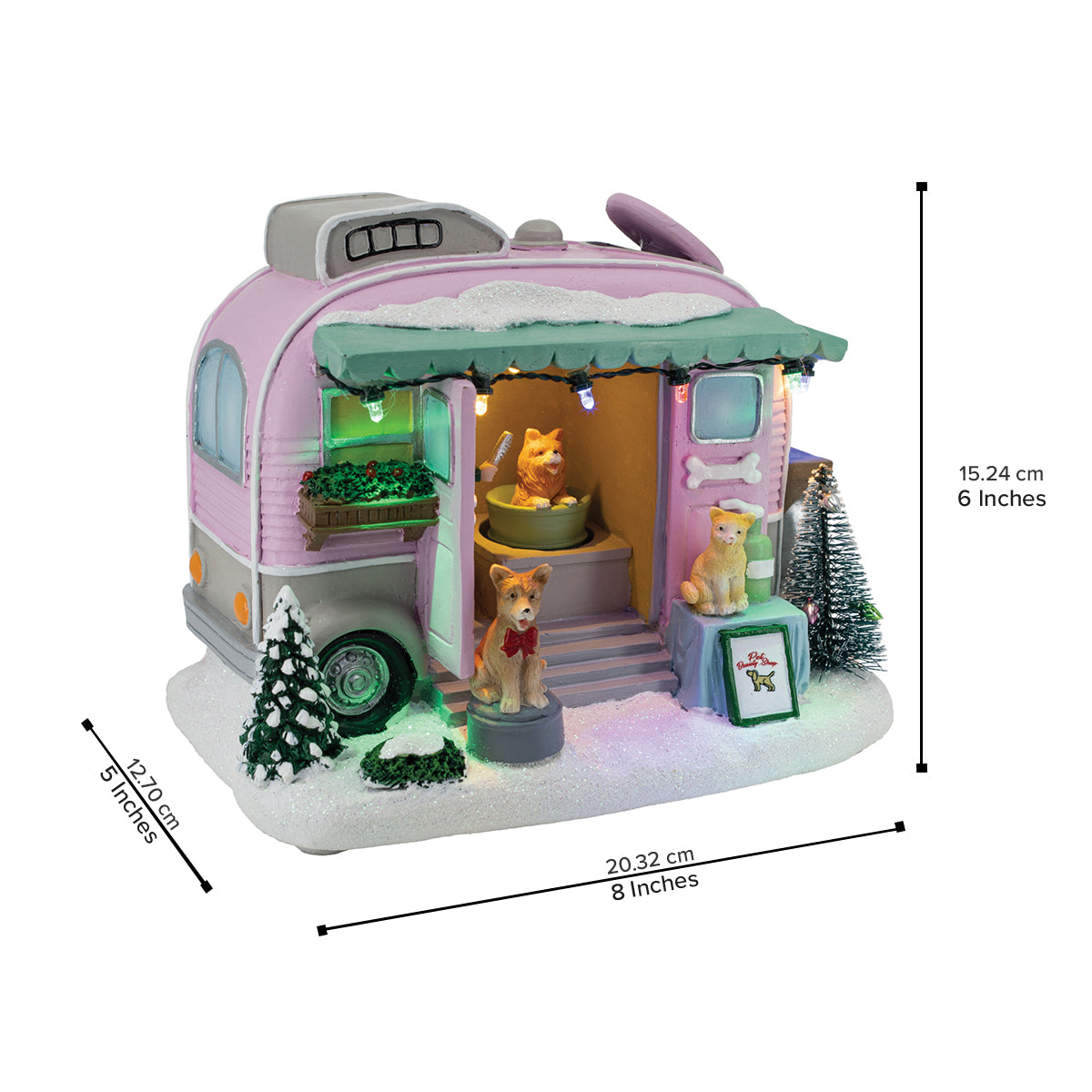 Pet Grooming Trailer – Lighted Christmas Village Building