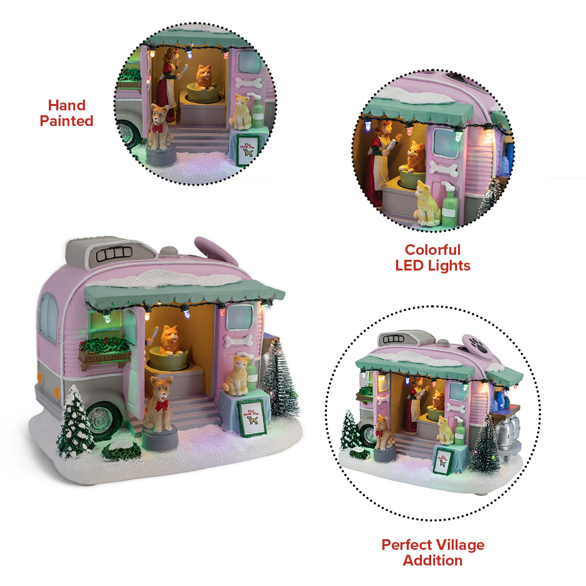 Pet Grooming Trailer – Lighted Christmas Village Building