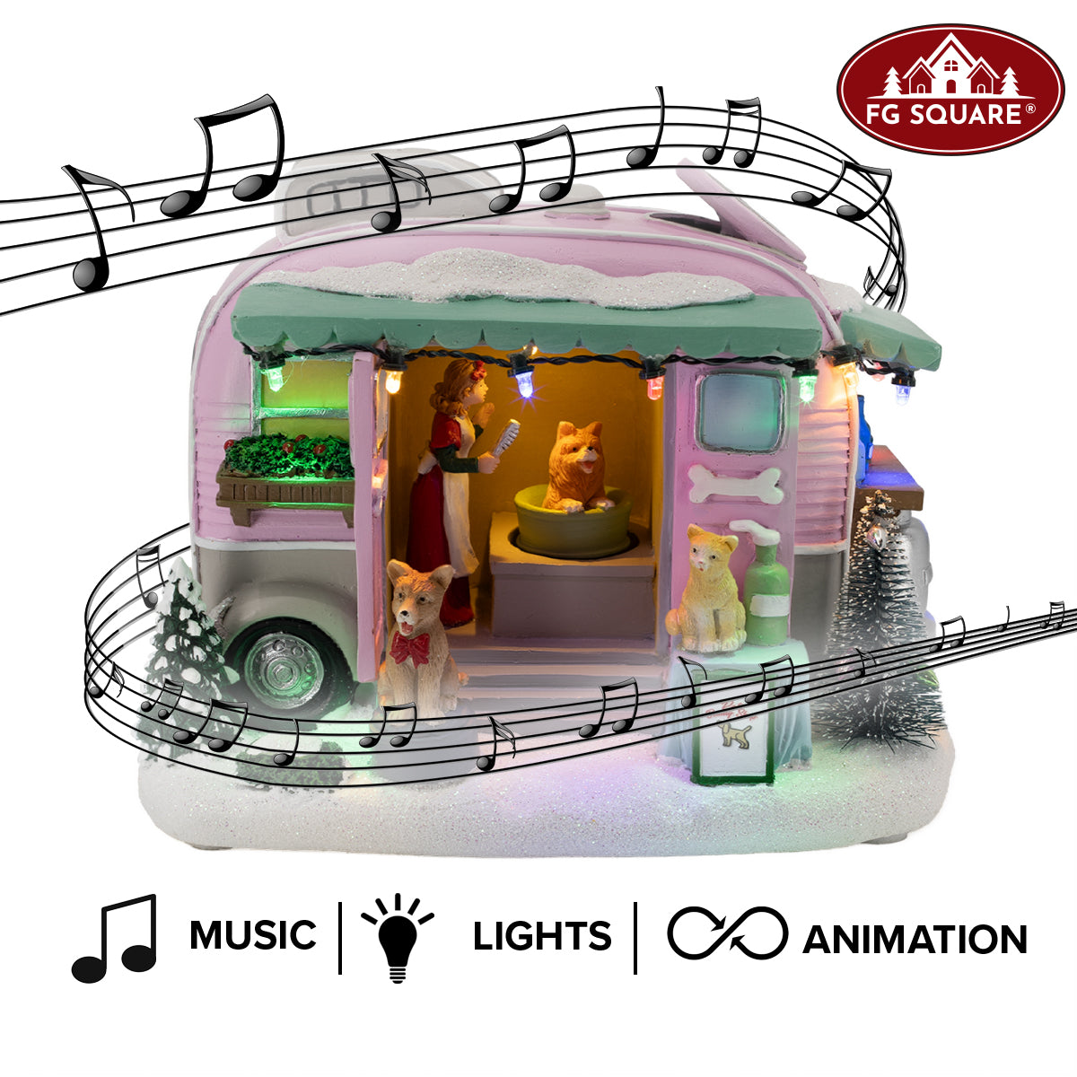 Pet Grooming Trailer – Lighted Christmas Village Building