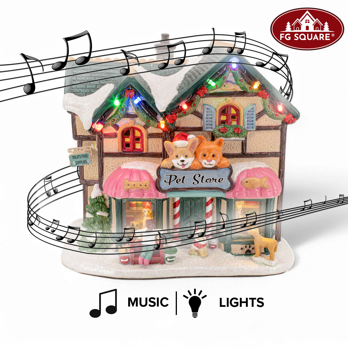 Holiday Pet Store – Lighted Christmas Village Building