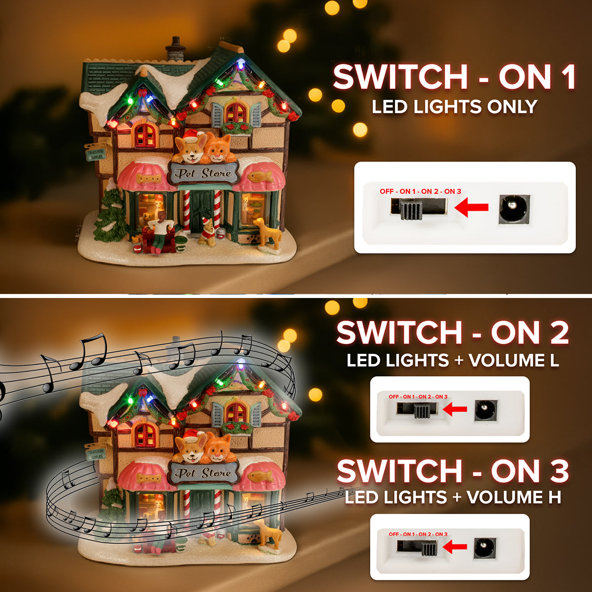 Holiday Pet Store – Lighted Christmas Village Building