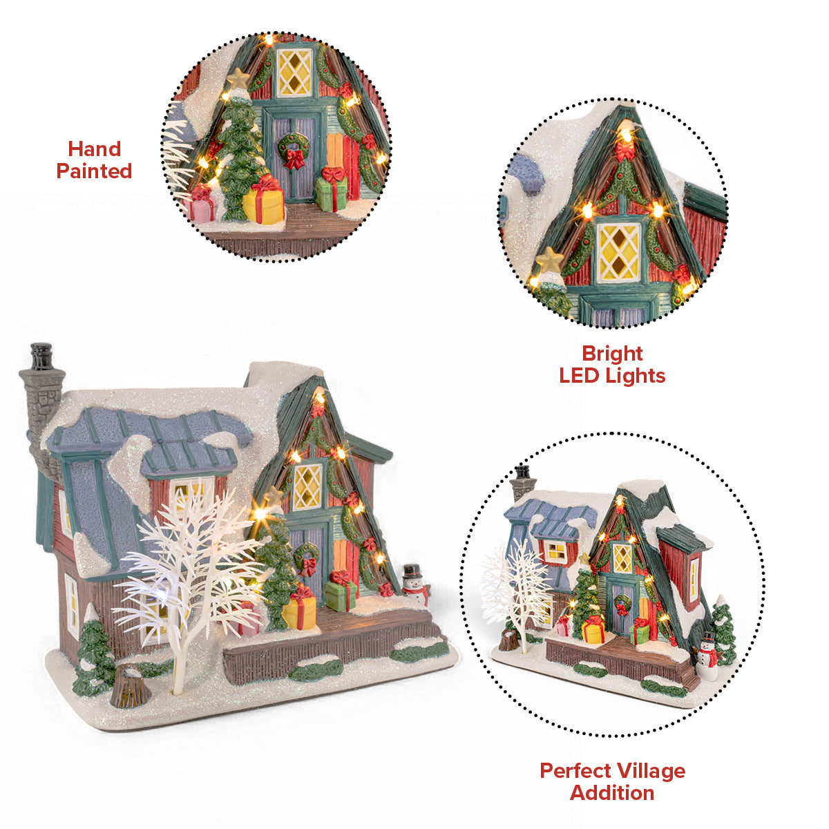 Country Log Cabin – Lighted Christmas Village Building