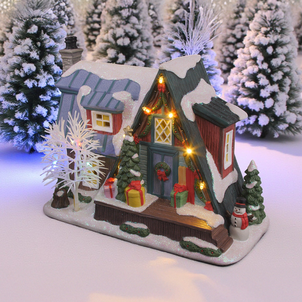 Country Log Cabin – Lighted Christmas Village Building
