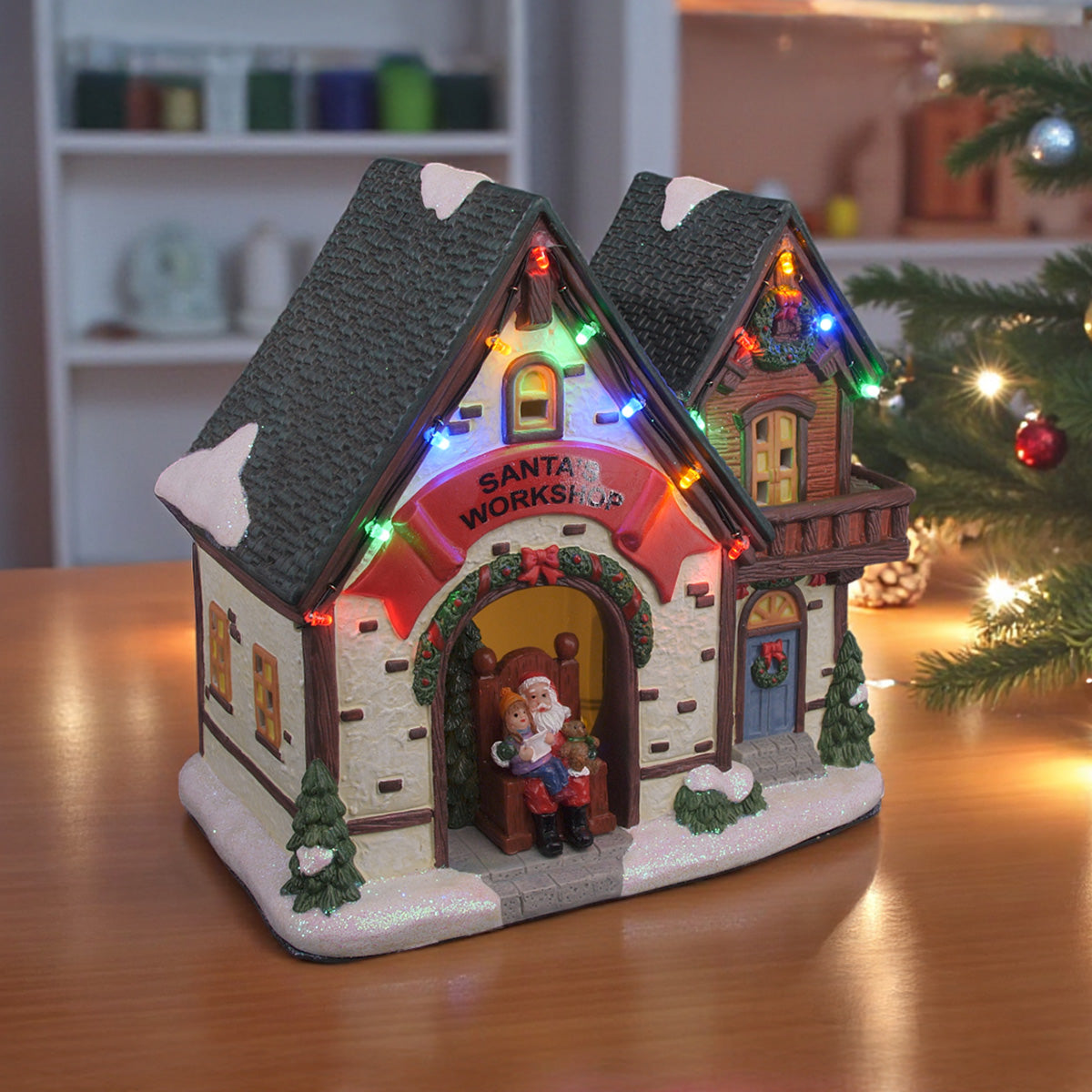 Santa’s Workshop – Lighted Christmas Village Building