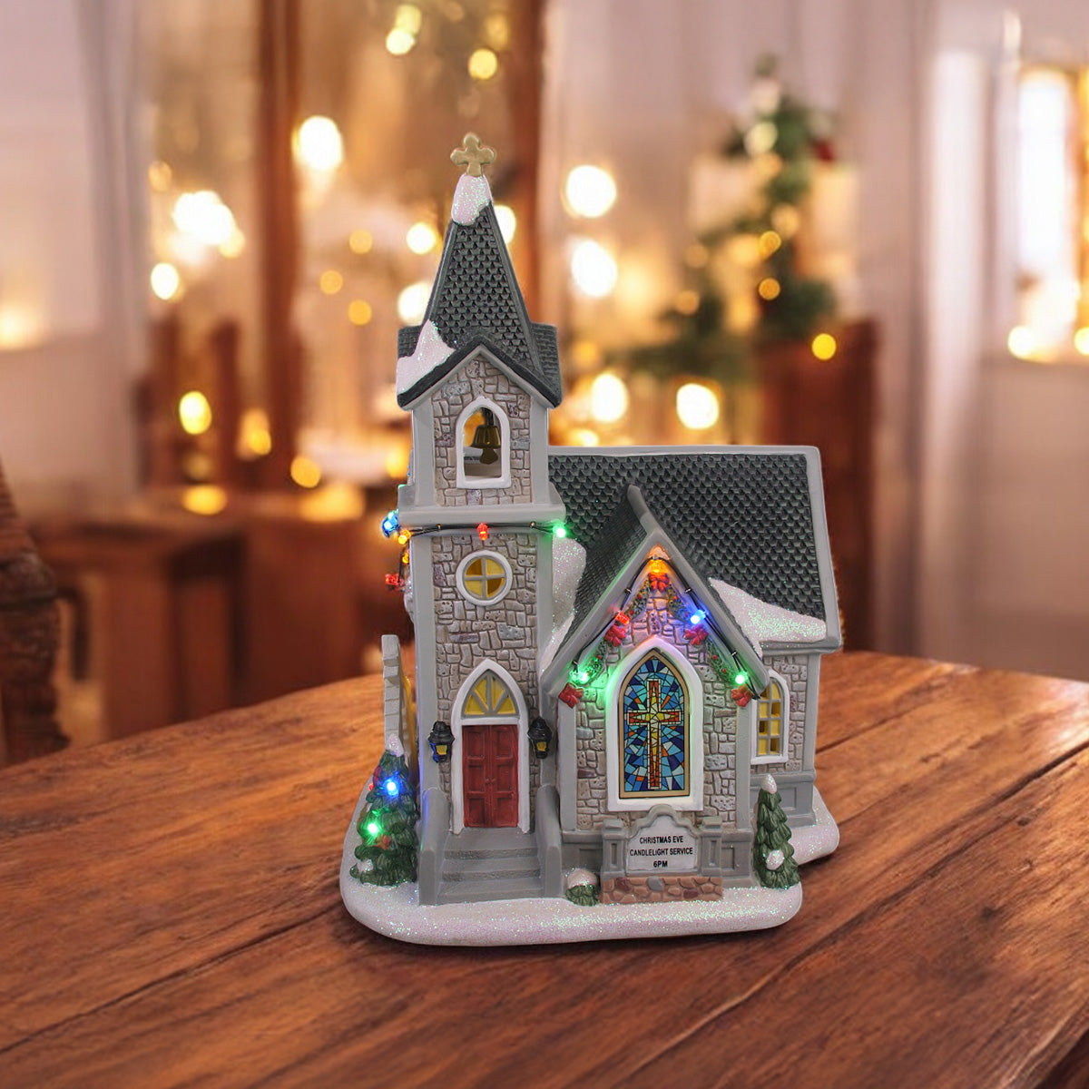 Corner Cathedral – Lighted Christmas Village Church