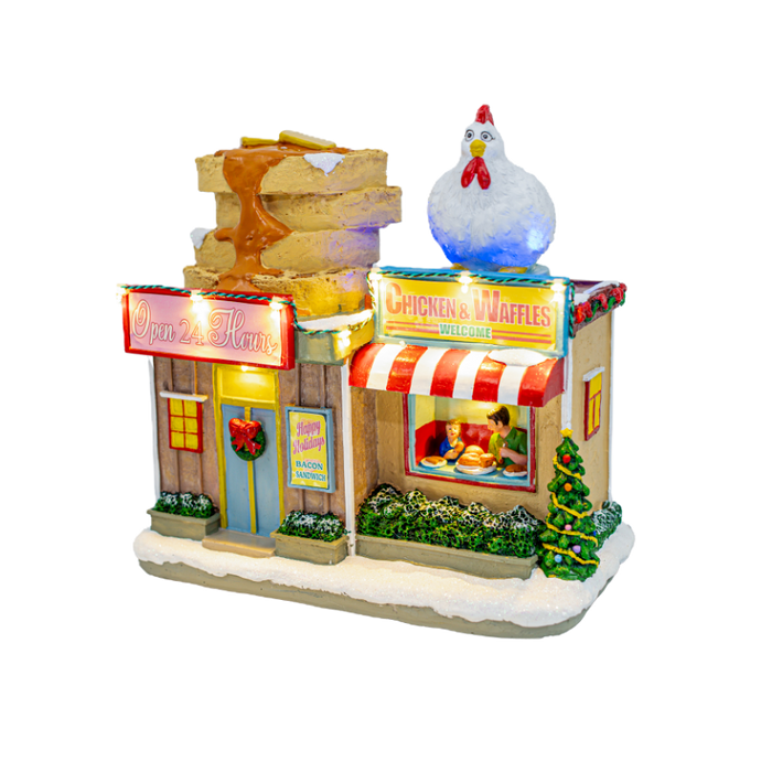 Chicken and Waffles Restaurant – Animated Musical Christmas Village Building