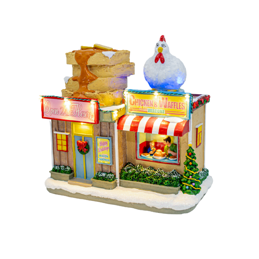 Chicken and Waffles Restaurant – Animated Musical Christmas Village Building