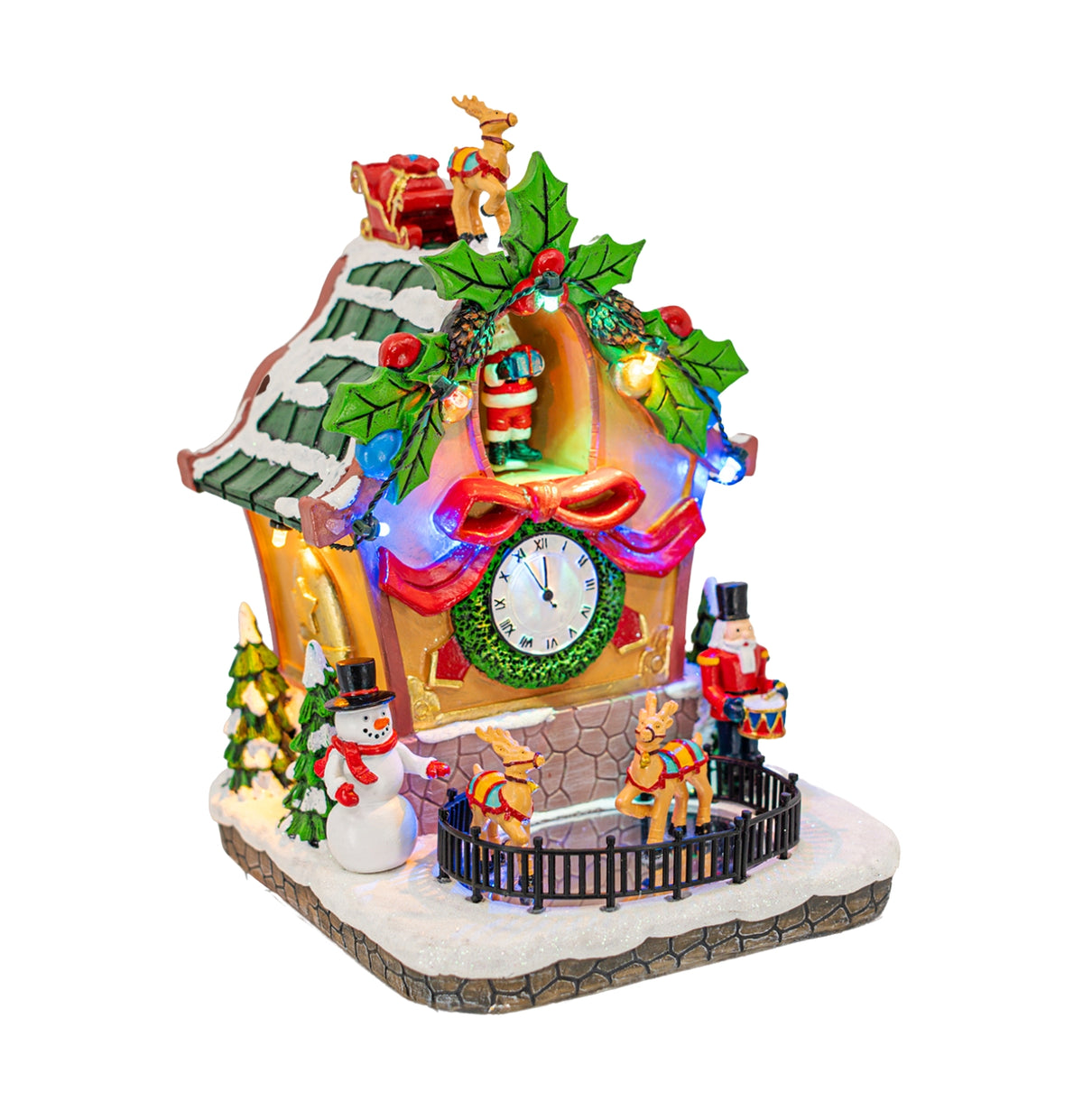 Santa's Holiday Chalet with Skating Rink – Lighted Musical Christmas Village Decoration
