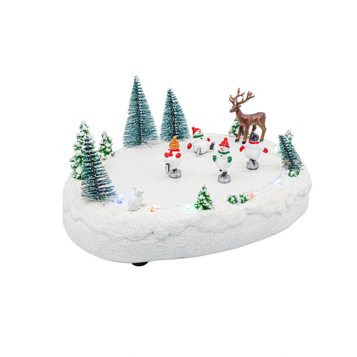 Snowmen Ice Skating Rink Outdoor Park Animated Christmas Village Decoration