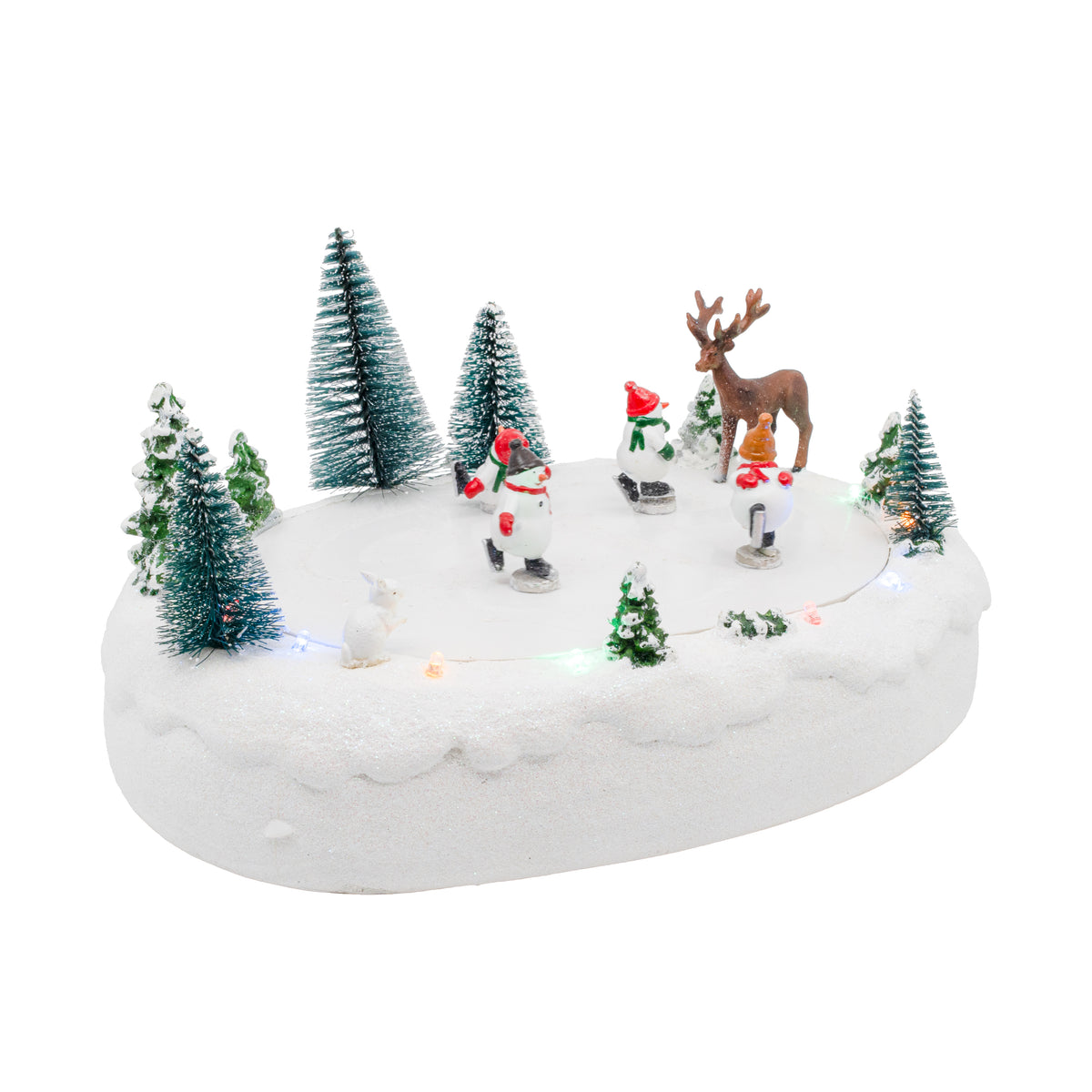 Snowmen Ice Skating Rink Outdoor Park Animated Christmas Village Decoration