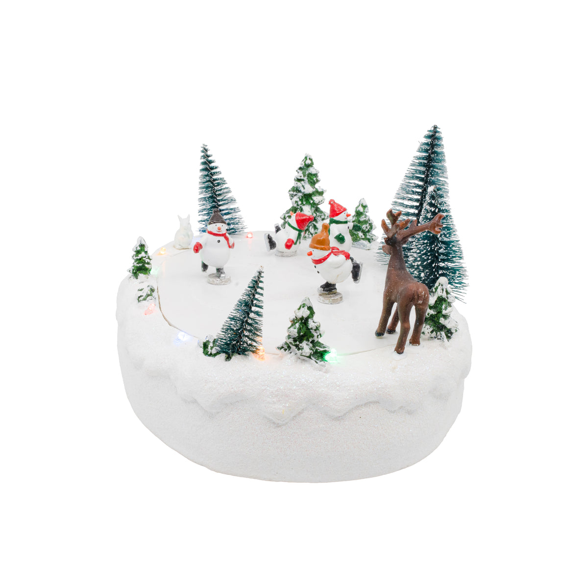 Snowmen Ice Skating Rink Outdoor Park Animated Christmas Village Decoration