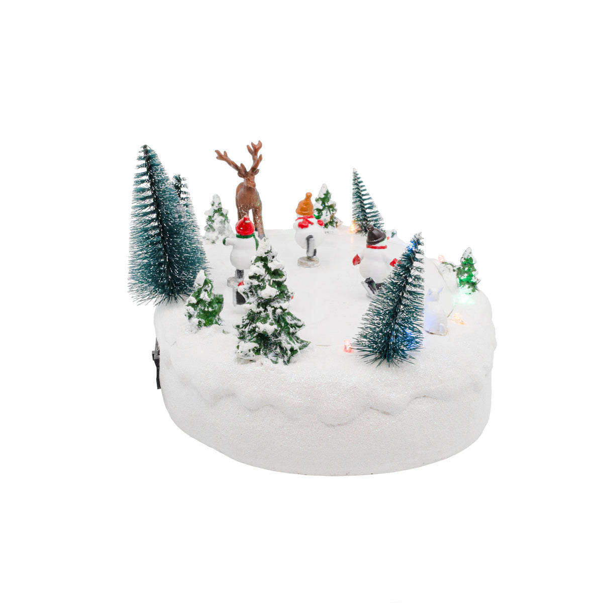 Snowmen Ice Skating Rink Outdoor Park Animated Christmas Village Decoration