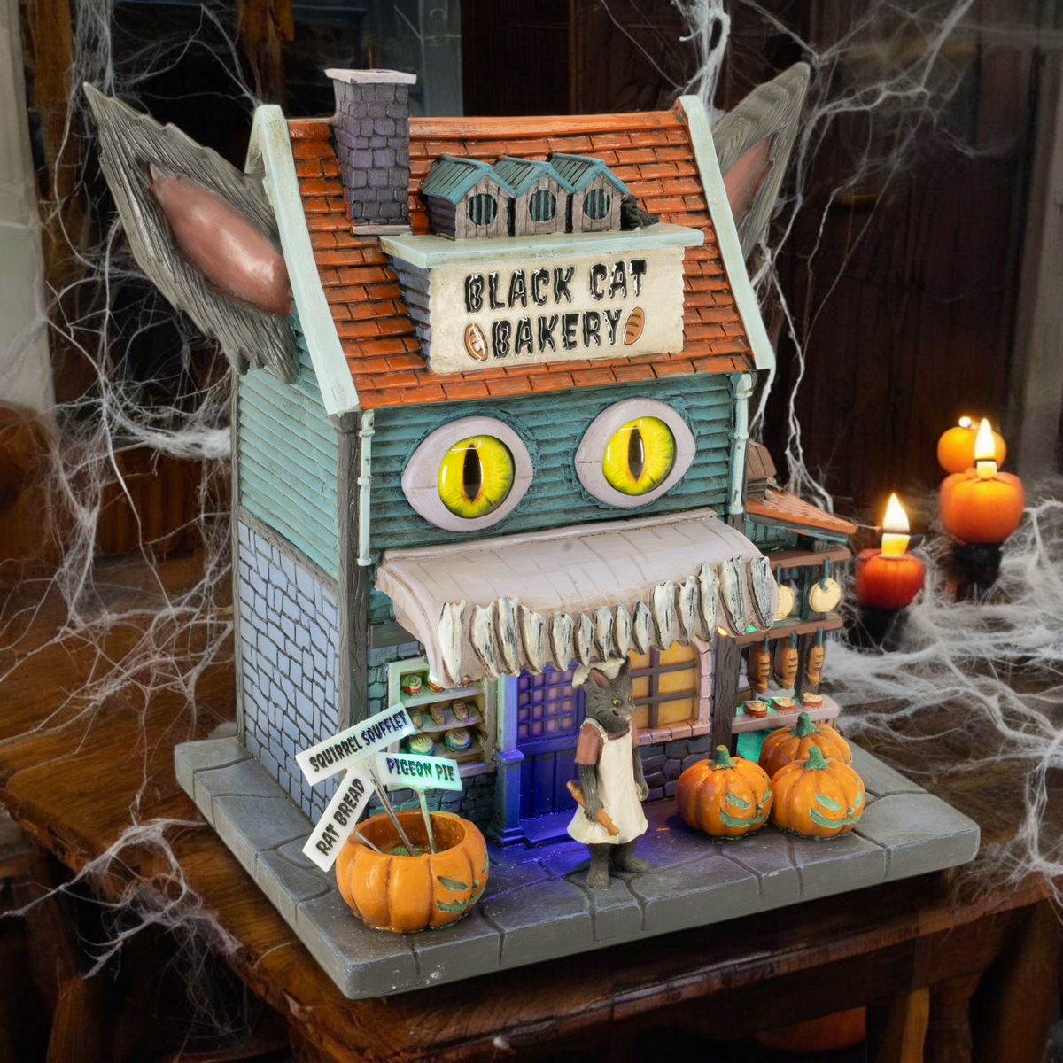 Black Cat Bakery – Lighted Halloween Village Building