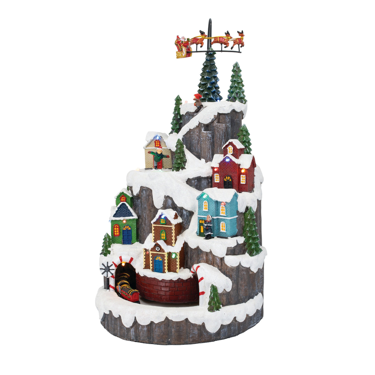 Hill Town Village with Train & Santa – Animated Musical Christmas Village