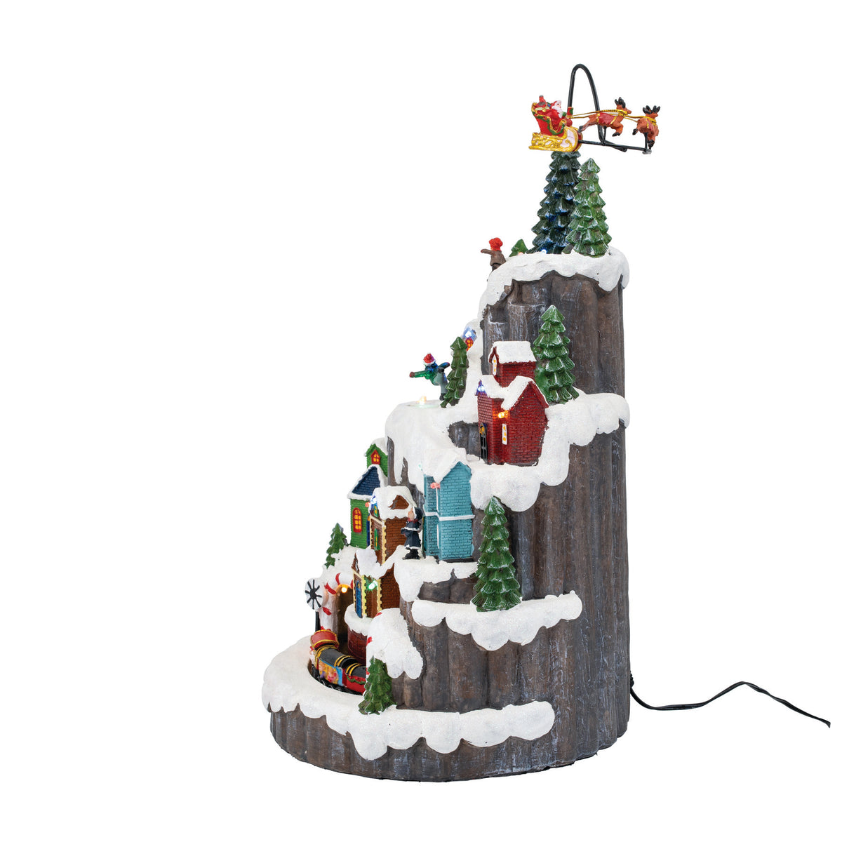 Hill Town Village with Train & Santa – Animated Musical Christmas Village