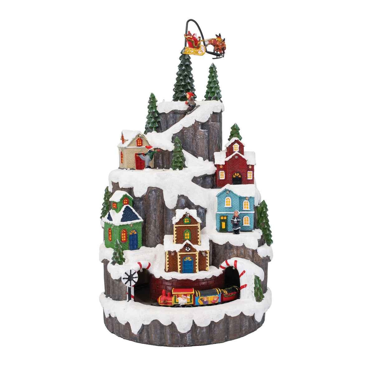 Hill Town Village with Train & Santa – Animated Musical Christmas Village