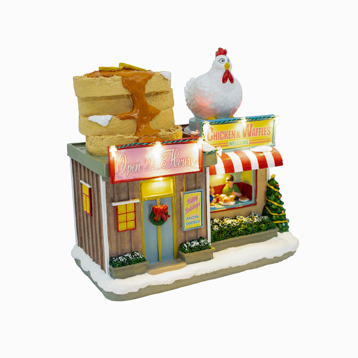 Chicken and Waffles Restaurant – Animated Musical Christmas Village Building
