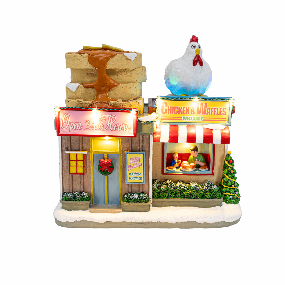 Chicken and Waffles Restaurant – Animated Musical Christmas Village Building