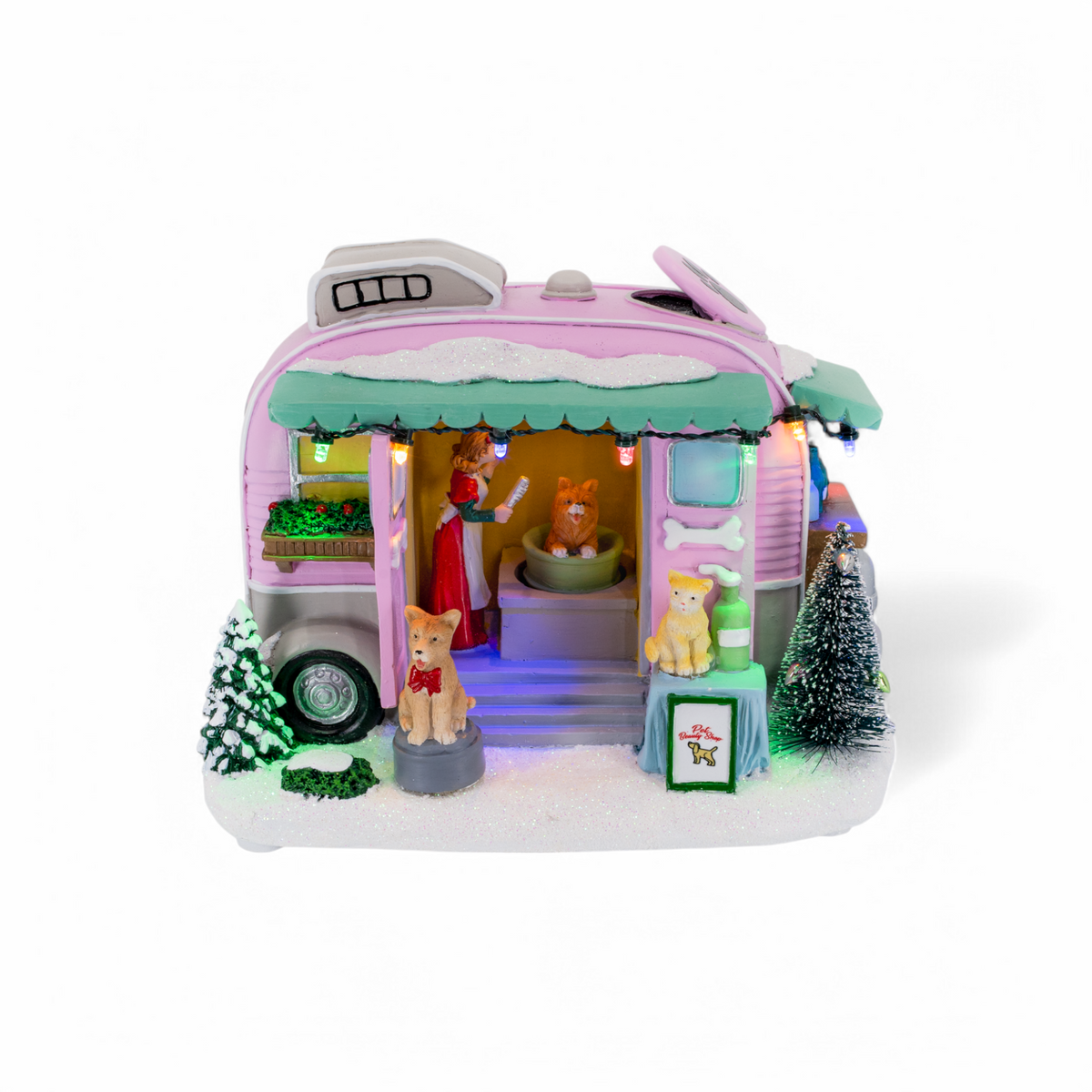 Pet Grooming Trailer – Lighted Christmas Village Building