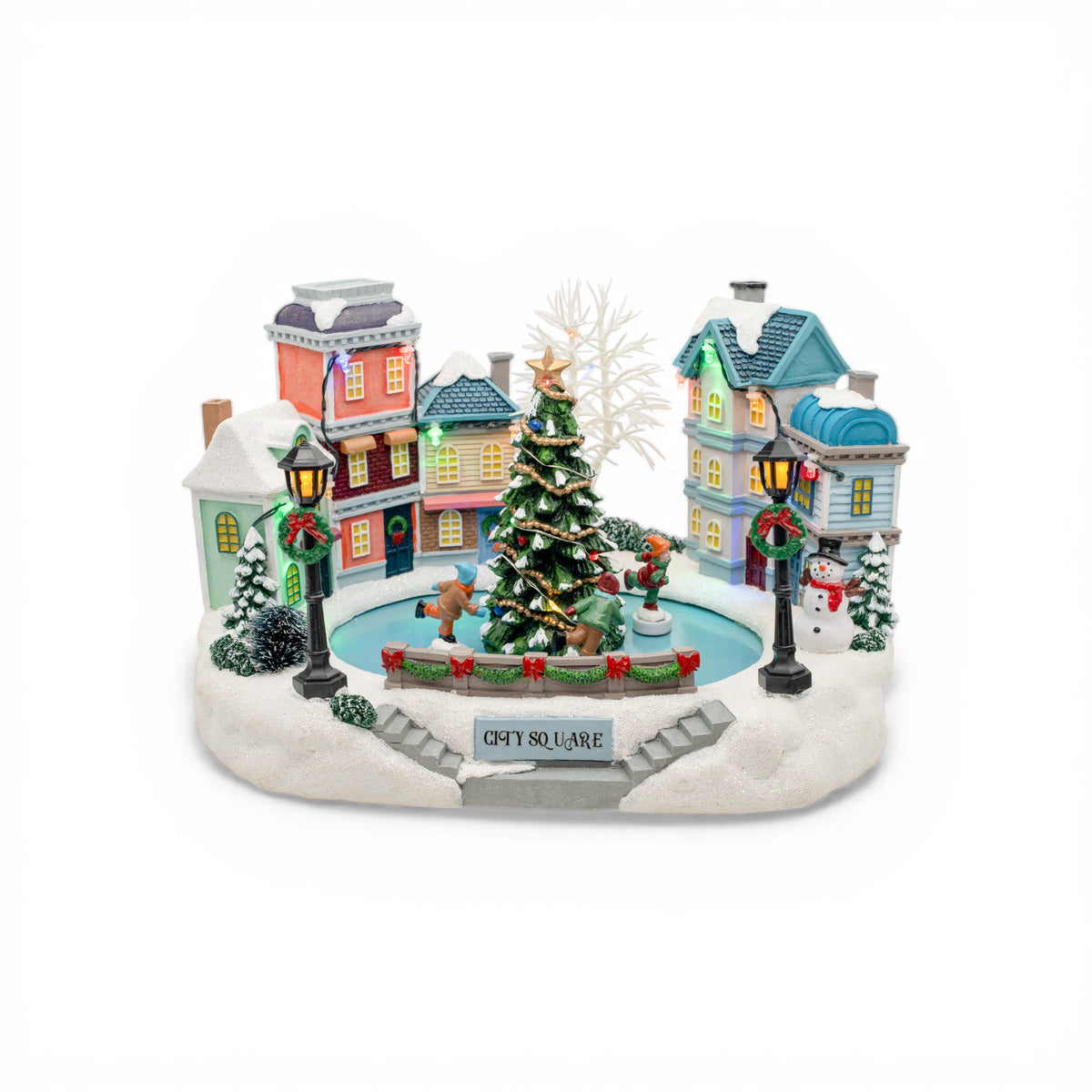 City Park Skating – Lighted Animated Christmas Village Piece