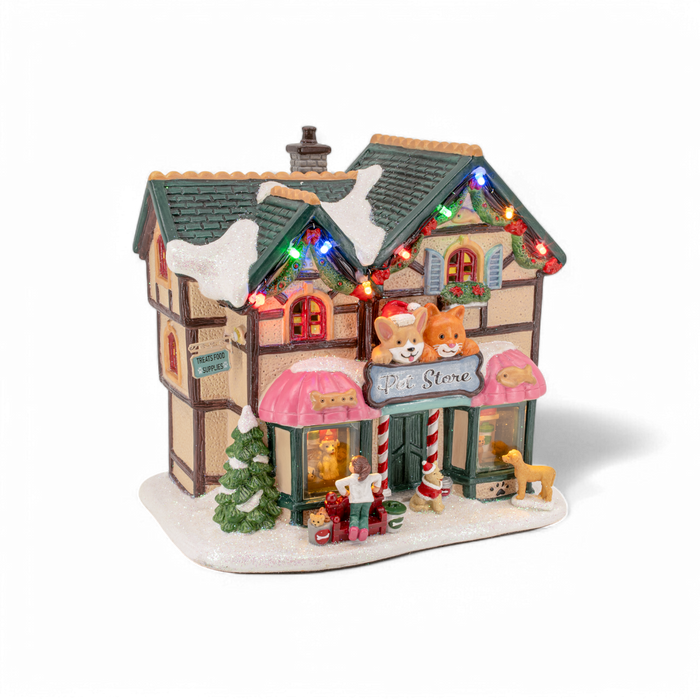 Holiday Pet Store – Lighted Christmas Village Building