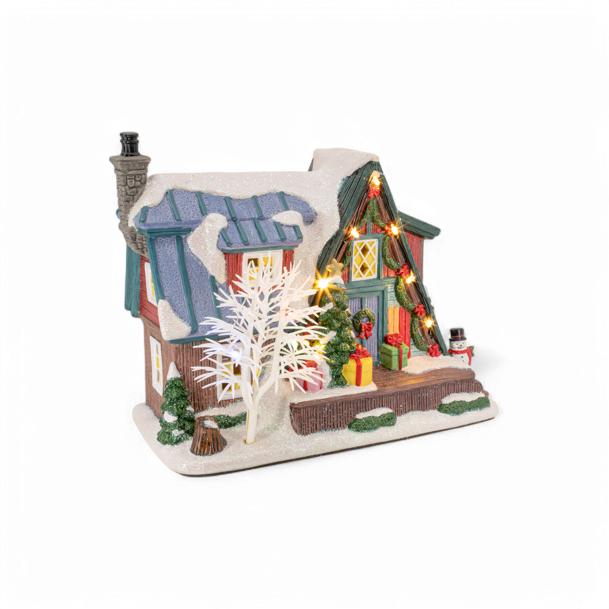 Country Log Cabin – Lighted Christmas Village Building
