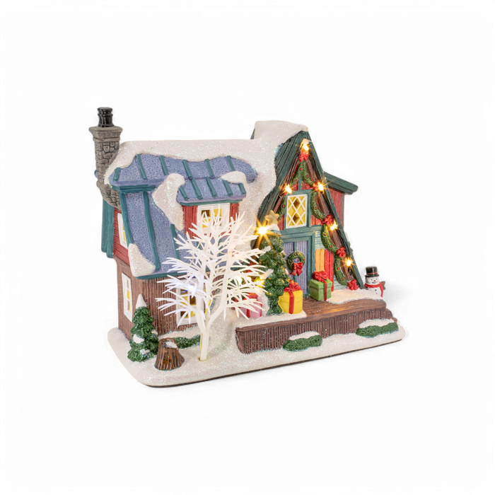 Country Log Cabin – Lighted Christmas Village Building