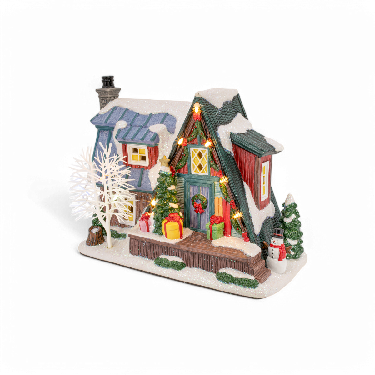 Country Log Cabin – Lighted Christmas Village Building