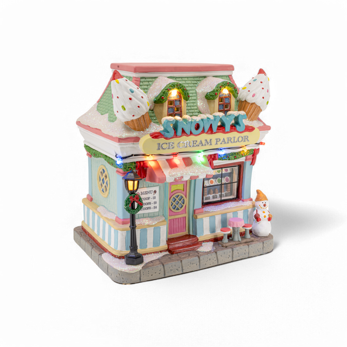 Snowy’s Ice Cream Parlor – Lighted Christmas Village Building