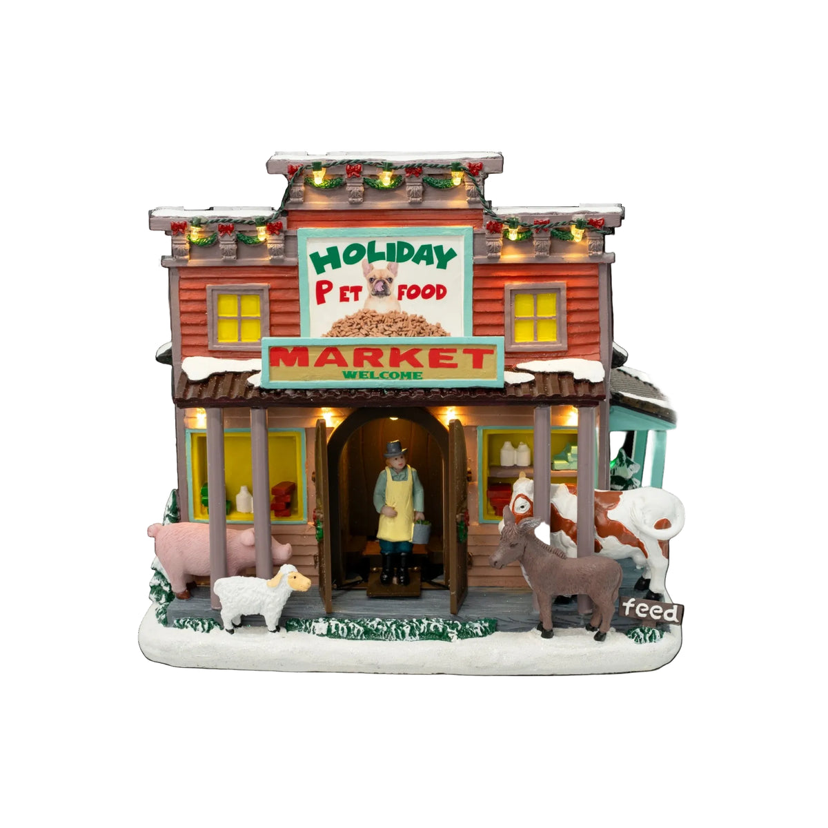 Holiday Pet Food – Lighted Musical Christmas Village Piece