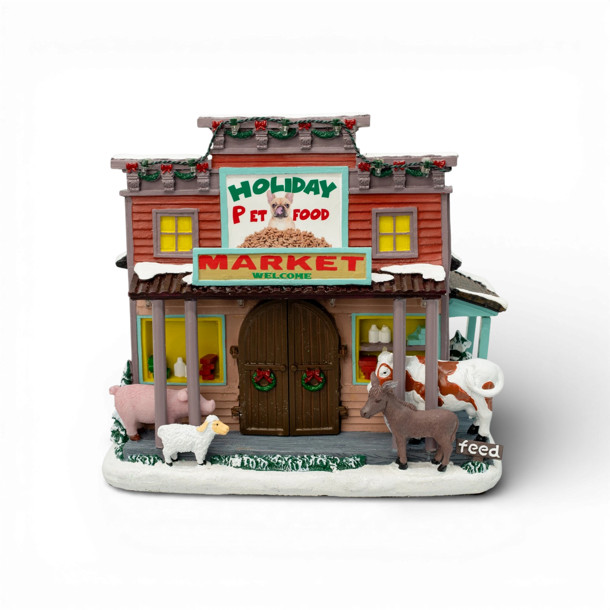 Holiday Pet Food – Lighted Musical Christmas Village Piece
