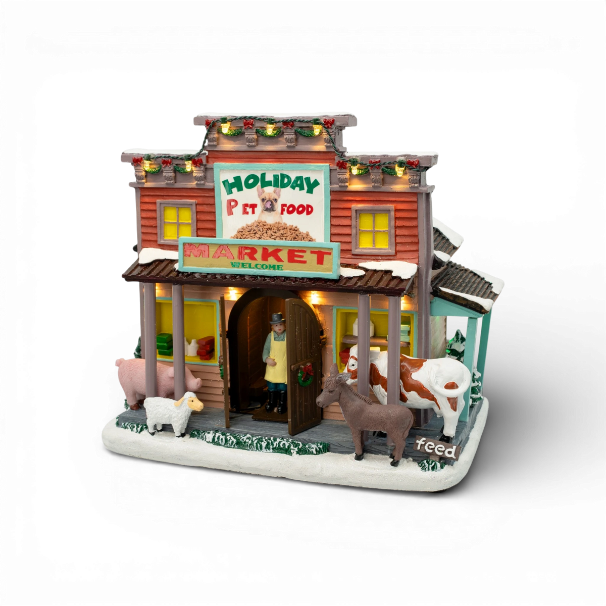 Holiday Pet Food – Lighted Musical Christmas Village Piece