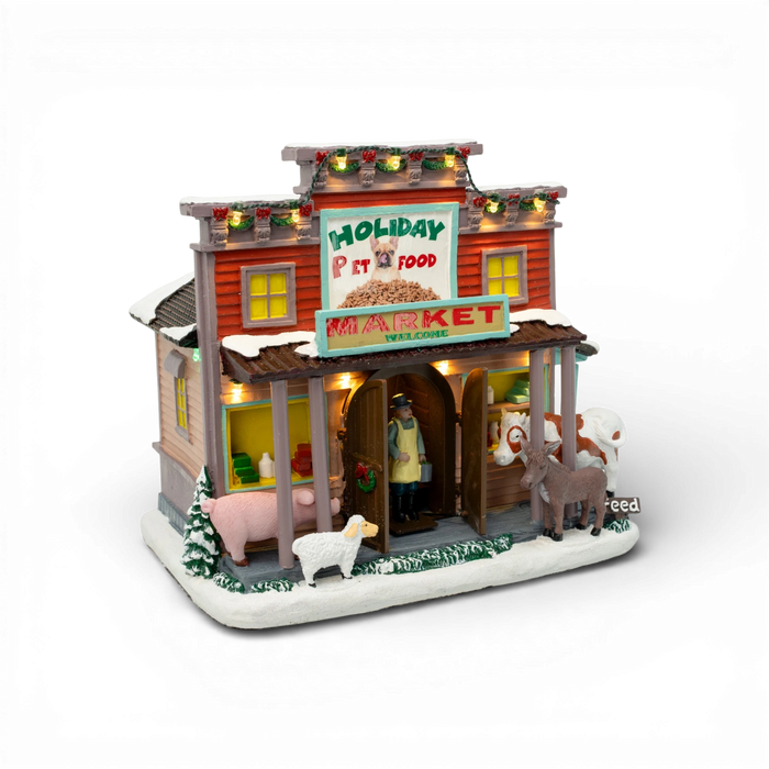 Holiday Pet Food – Lighted Musical Christmas Village Piece