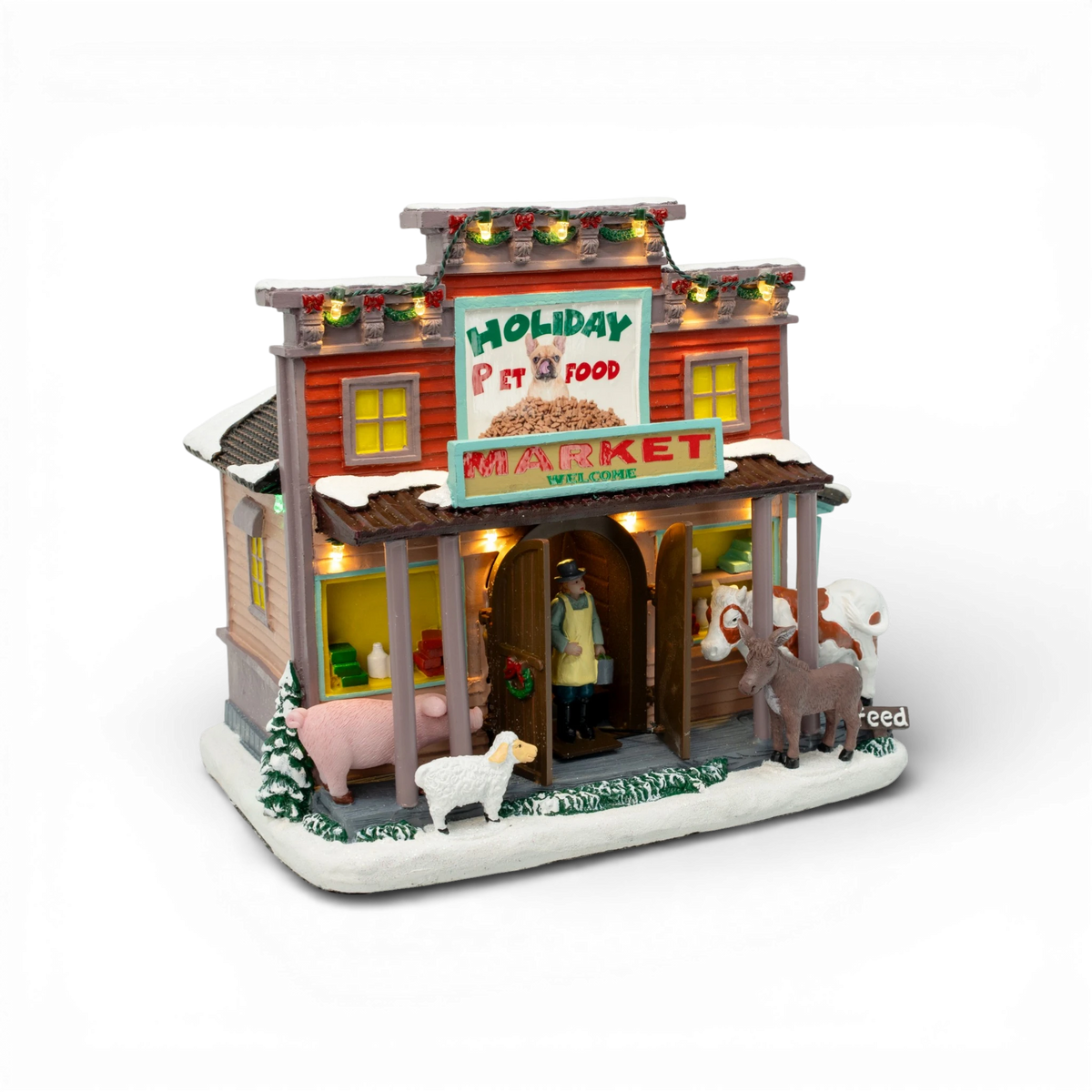 Holiday Pet Food – Lighted Musical Christmas Village Piece