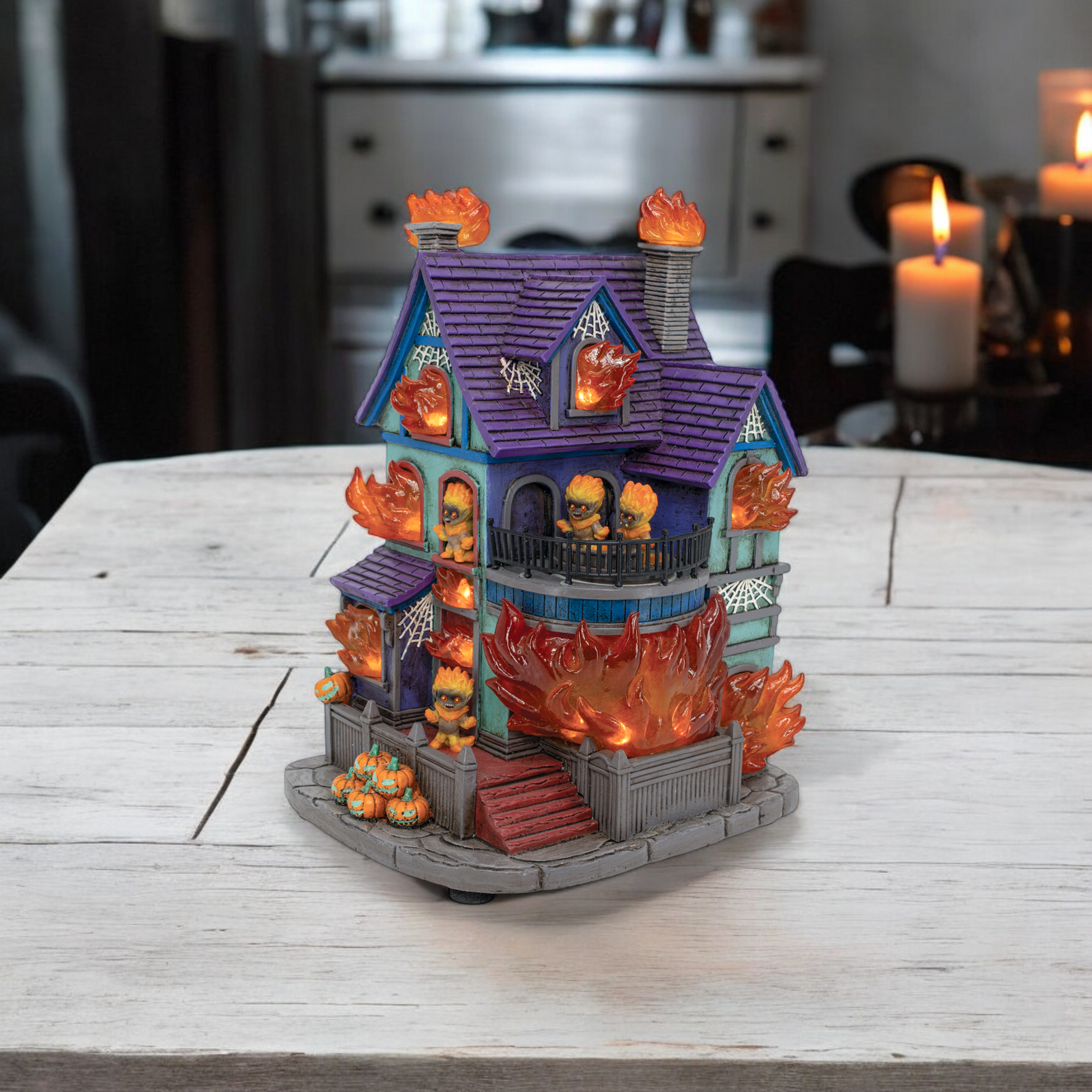 Fire Demon Frenzy Halloween Village – Animated Burning House
