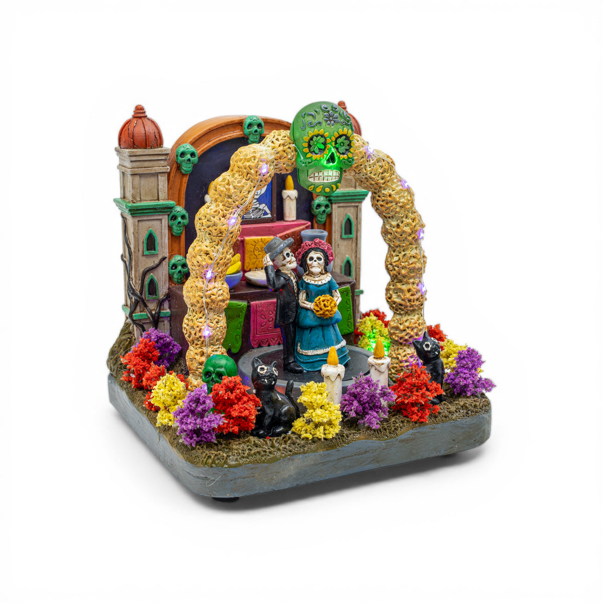 Day of the Dead Celebration – Lighted Animated Halloween Village Piece