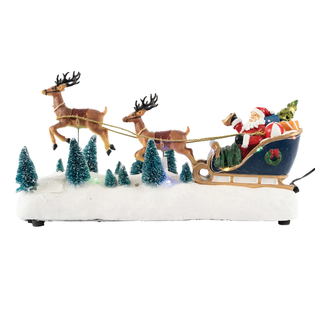 Santa in Sleigh with Reindeer