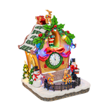 Holiday Cuckoo Clock with Animated Santa – Christmas Village Decoration