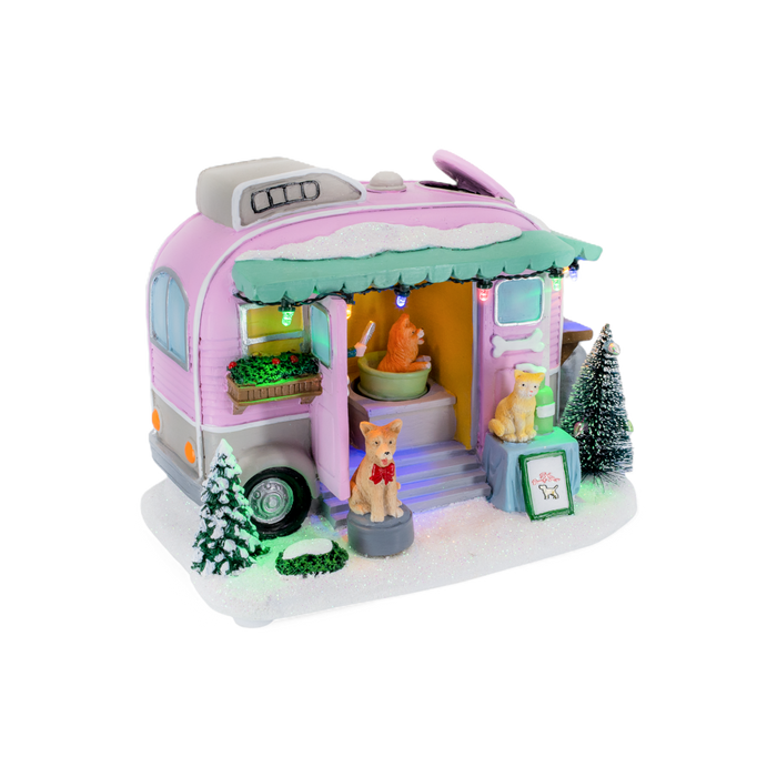 Pet Grooming Trailer – Lighted Christmas Village Building