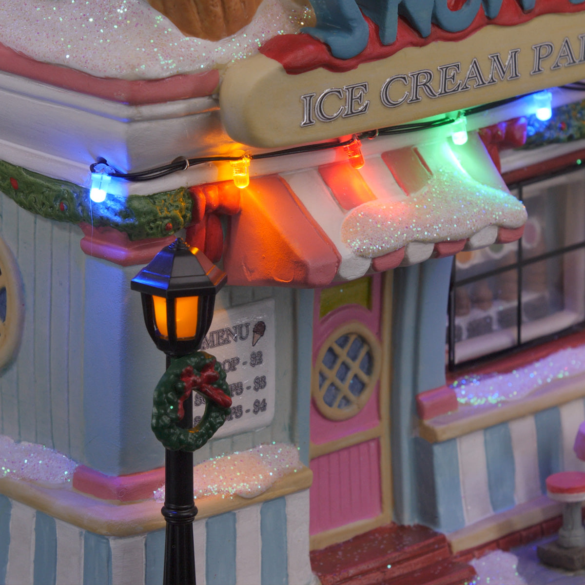 Snowy’s Ice Cream Parlor – Lighted Christmas Village Building