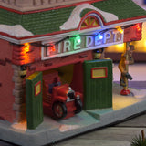 Vintage Fire Department – Lighted Christmas Village Firehouse