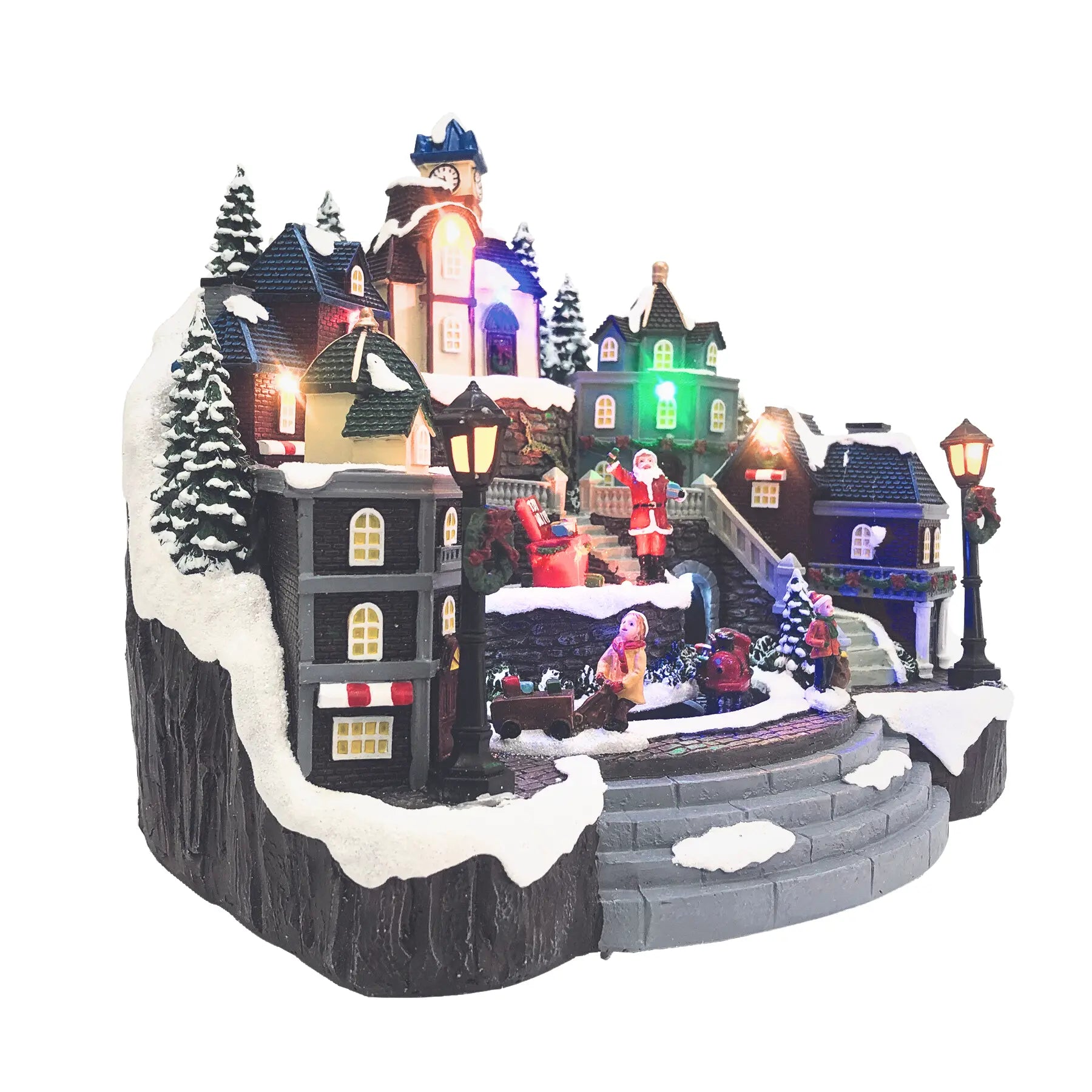 Animated Village with Train & Santa fgsquarevillage