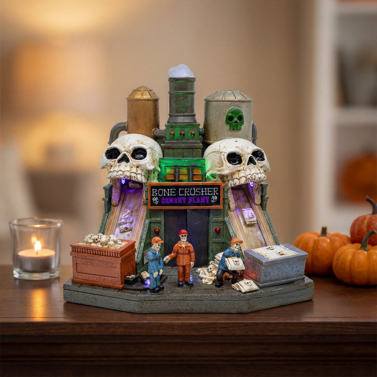 Bone Crusher Cement Factory – Lighted Animated Halloween Village Piece